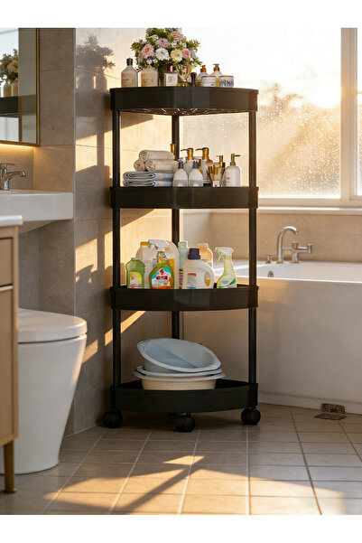 Cookware Bargain Shop 4-Tier Corner Storage Cart with Wheels, Hollow Design f...