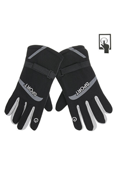 Zumzeria Mănuși sport negru-gri cu velcro și căptușeală din blană artificială...