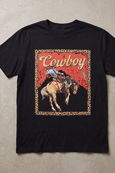 The Champ Clothing Kadın Oversize Tişört Western Rush Baskılı Siyah – Bisikle...