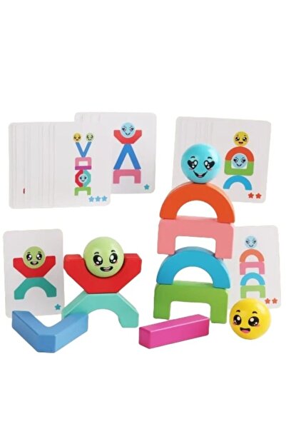 SARALMA Joc educativ de echilibru din lemn cu blocuri colorate si mingi emoti...