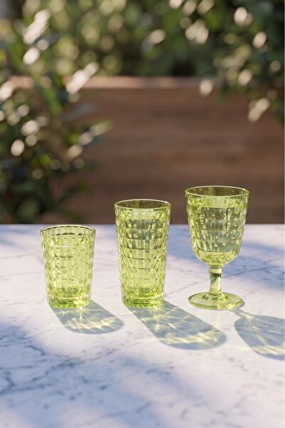 EWs Acrylic Allegra Green 18 Pieces Water Soft Drink Coffee Side Glass 400 Ml...