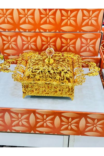 EVRA Gold Kapaklı İç Kısmı Aynalı Lüx Model Şekerlik Çikolatalık