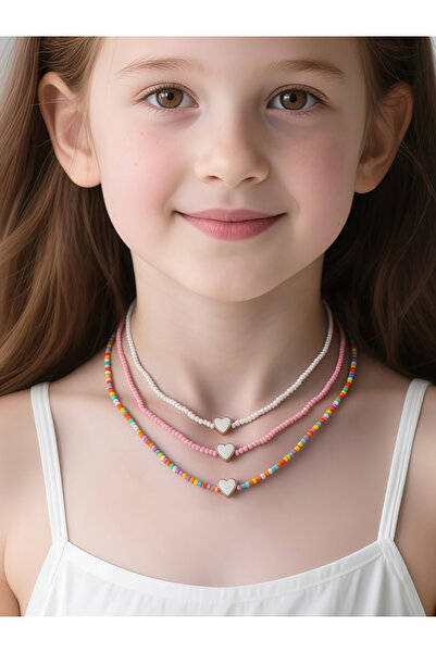 Take Two By Styli Pack of 3 - Colorful Beaded Heart Necklace