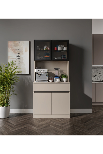 GuneyStore Viona Kum Beji Mini Komple MDF LED Aydınlatmalı Kahve Köşesi - Ücretsiz Montaj