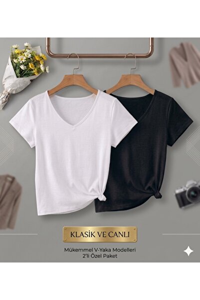 BW Bravely Wear Paket od 2 majice sa V-izrezom, standardnog kroja (obične, be...