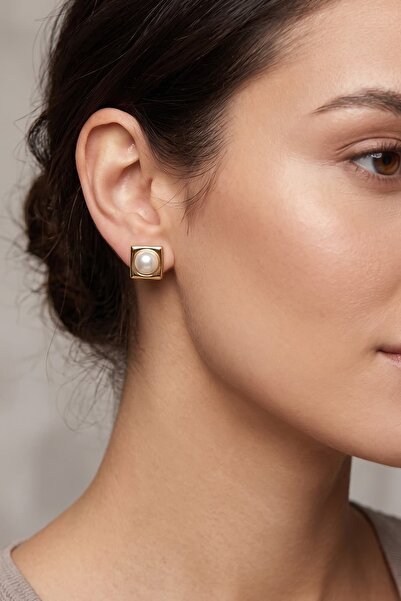 House Of Glix Pearl No: 2 Gold Color Pearl Detailed Design Earrings