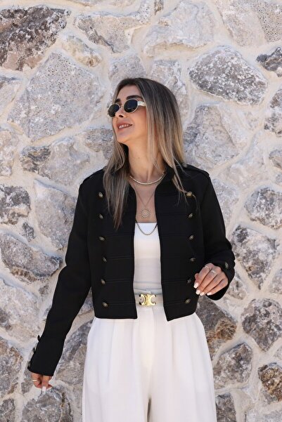 bytugcekaya Black Short Napoleon Jacket