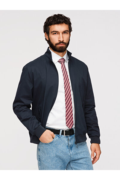 OMBRE Herren Harringtonjacke mit Reißverschluss und Knopfkragen OM-JANP-0326 ...