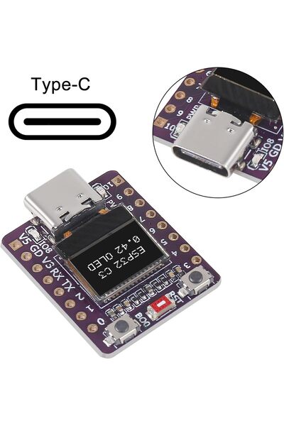DRMaker Elektro ESP32-C3 OLED WiFi Bluetooth Board ESP32-C3 0,42 inç OLED Gel...
