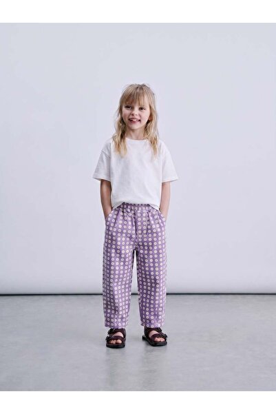 connemara Girl's Daisy Patterned Lilac Pants Comfortable Fit Summer Statement...