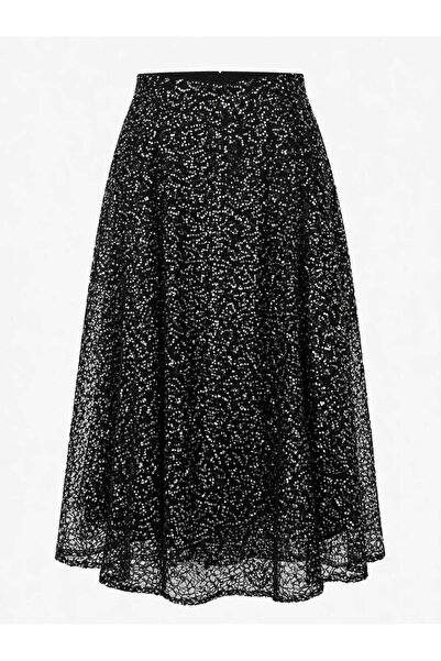 Retrobird Valerie Sequined Flared Lined Midi Skirt Women's Silver Color