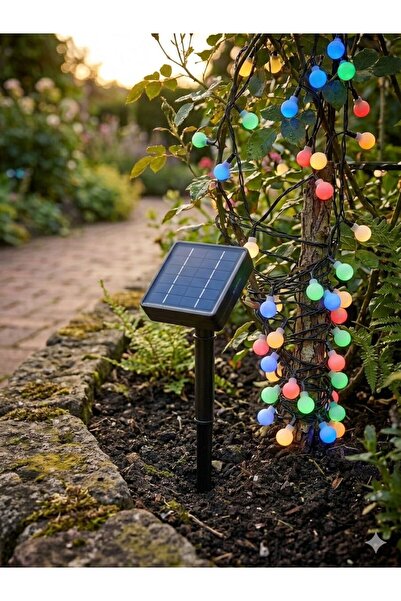 Horasan Ticaret 5 Metre 28 LED Top Güneş Enerjili Bahçe Aydınlatması – RGB Re...