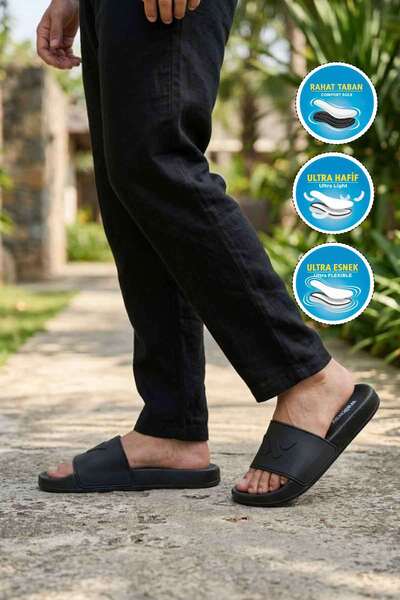 WALKWAY 8000-02 m Black-Black Men's Slippers