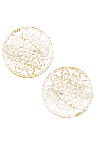 Zumzeria Wooden Curtain Brooch Accessories with Clip Flower Model Gold White ...