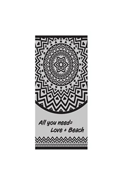 Zumzeria Gray Mandala Towel "All you need=love+beach" for the Beach 180x100cm
