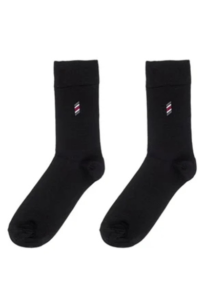 Zumzeria Black Socks with Embroidery for Men - 2 pairs