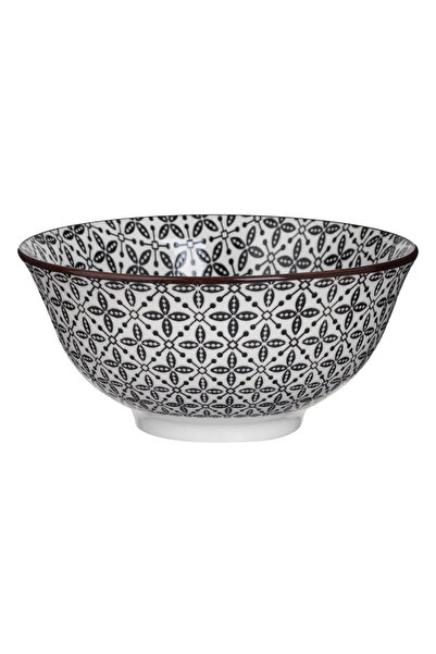 Zumzeria Beige and Black Patterned Porcelain Bowl 600ml