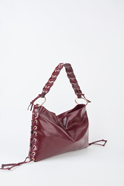 Vivaq Women's Violet Claret Red Lace Detailed Lined Zipper Closure Baguette H...