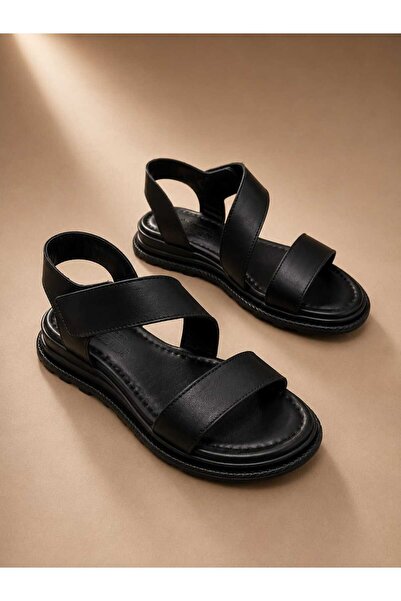 AYAKKABİSEPETİ Genuine Leather Ankle-Strap Women's Sandals