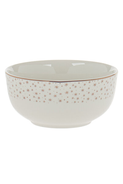 Zumzeria White Porcelain Christmas Bowl with Golden Foil Stars 500ml