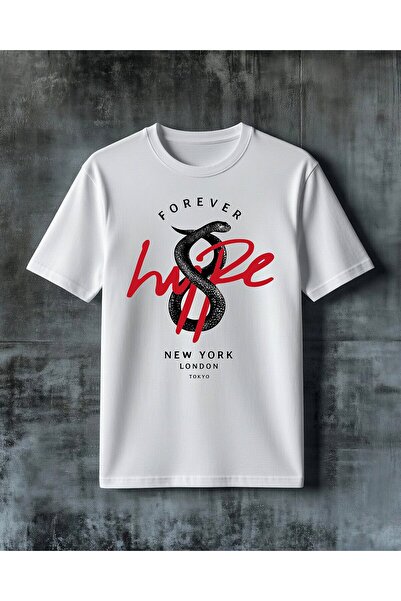 COMVİCHO Forever Love Yilan Design Printed Oversize T-Shirt