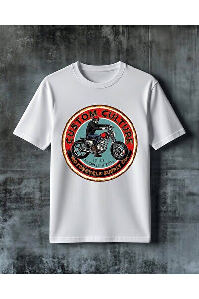 COMVİCHO Custom Culture Motorcycle Printed Oversize T-Shirt