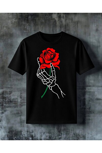 COMVİCHO Red Rose Printed Oversize T-Shirt