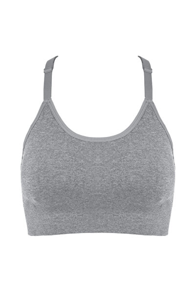 OEM Grey Melange Sports Bra Without Trim with Pads for Women - S/M