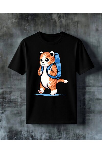 COMVİCHO تي شيرت مطبوع عليه cat hero sirt cantasi مقاس كبير