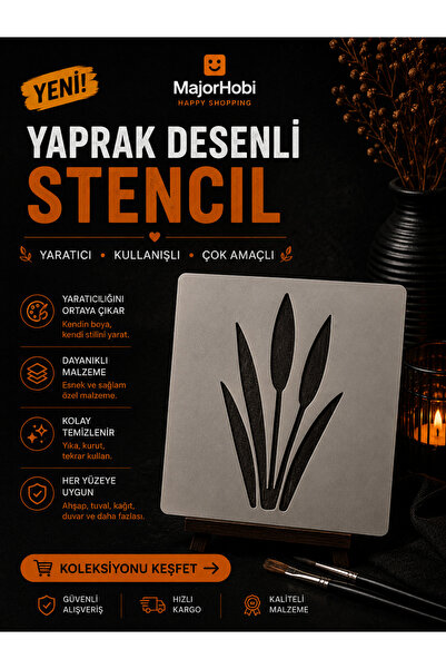 Major Hobi Lale Çiçeği Stencil Şablon Dekoratif Duvar ve Ahşap Boyama Kalıbı