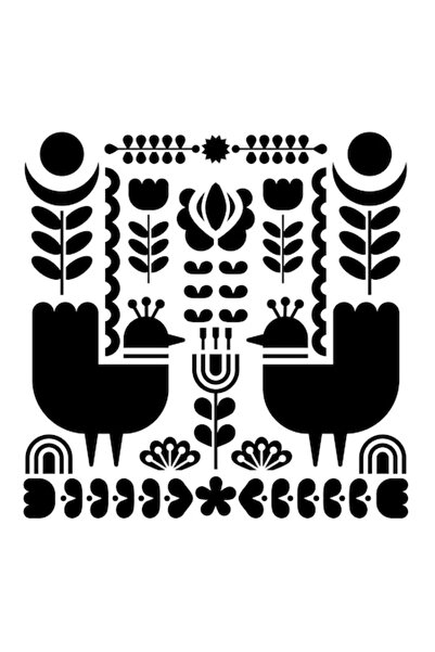 Eni Design 3D construction stencil, Flowery folk, 50x50 cm, reusable, plastic