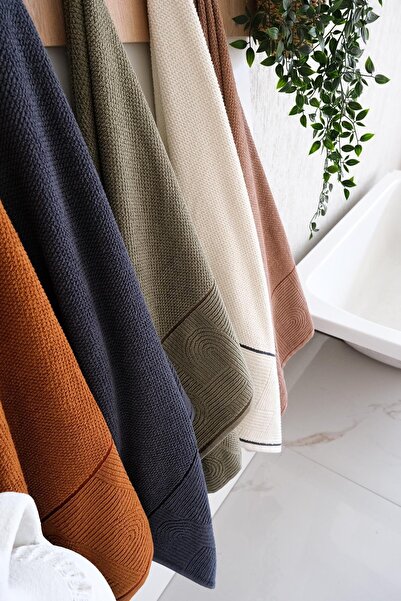 İyi Geceler İstanbul 100% Cotton High Absorbent Babil Bath Towel 90X150 Ecru