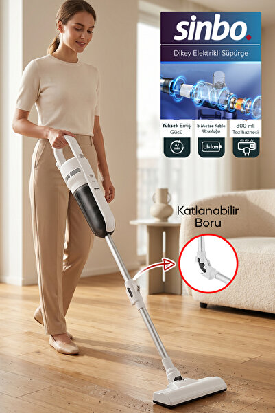 Sinbo SVC-8640 Pratic Dikey Elektrikli Süpürge Katlanır Borulu, El Süpürgesi,...