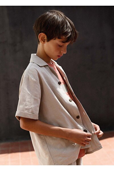 MAYORAL Boy's Short Sleeve Shirt Beige