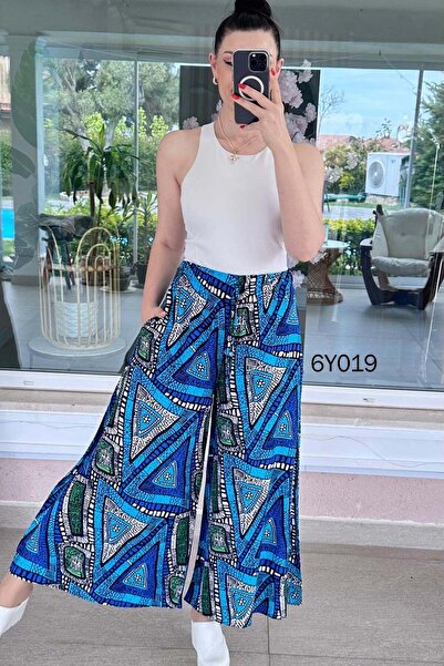 İnce Topuk Pocketed Casual Viscose Pants 6Y019