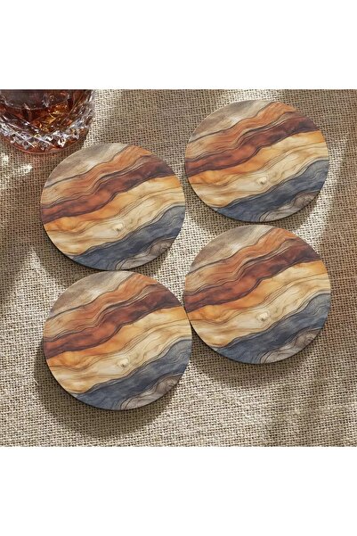 Choice 4pcs 4pcs 2D Retro Wood Grain Colored Wooden coasters, Home Coffee Sho...