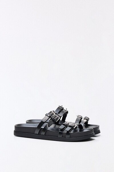 Bershka Double buckle flat slider sandals