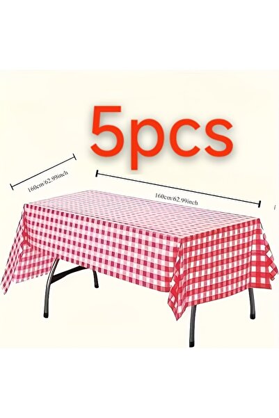 Choice 160*160cm 5Pcs 1/3/5Pcs Red and White Checkered Tablecloth - Perfect f...