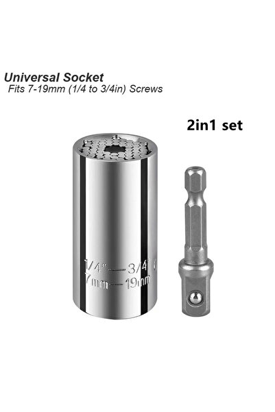 Choice 7-19MM 2in1 set Universal Socket Wrench Head Set Sleeve Gadget 7-19mm ...