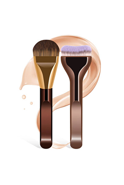 Choice 2pcs-Brown Golden 1pc Soft To Touch Travel Cosmetic Brush Professional...