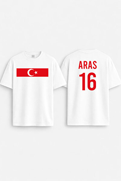 AYDESİGN Kişiye Özel İsim Baskılı Milli Takım Dünya Kupası Unisex Beyaz Tişör...