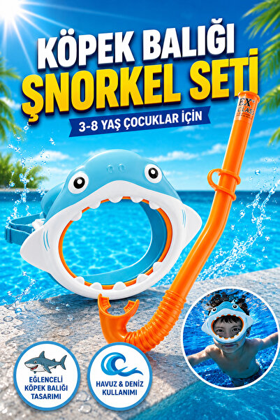 YILDIRIM OYUNCAK Çocuk Köpek Balığı Şnorkel Seti 3-8 Yaş – Eğlenceli Yüzme Ma...
