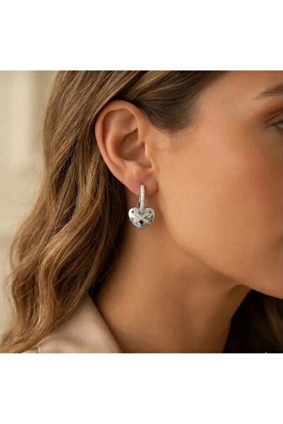 XUPING JEWELRY Xuping Jewelry Seri Zircon Stone Heart and X Model Steel Earrings