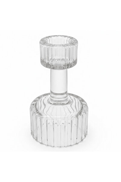 AKDC Elegant Striped Design Glass Footed Candle Holder for Modern Decorative ...