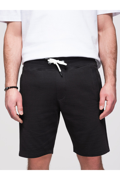 OMBRE Herren Sweatshorts mit elastischem Bund und Taschen OM-SRBS-0205 Schwarz