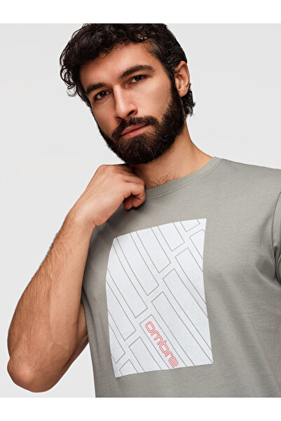 OMBRE Men's Comfortable Geometric Patterned T-Shirt OM-TSPT-0259 Gray