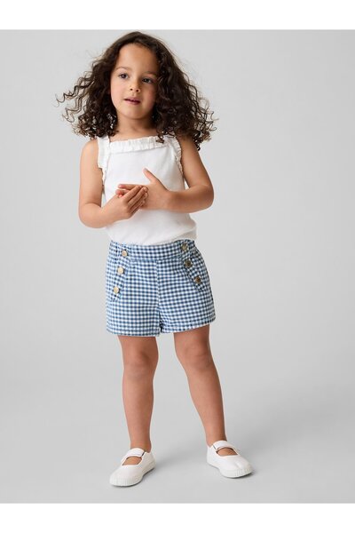 GAP Kız Bebek Mavi Sailor Gingham Denim Pull-On Şort