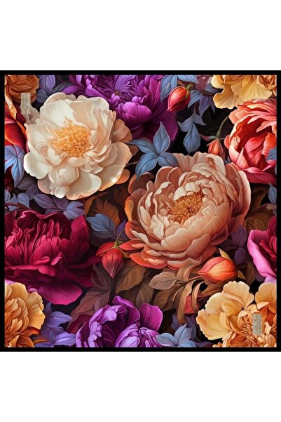 LA BOUTIQUE Tivil Silk Scarf Multi-Colored Floral Pattern 2555 - 01