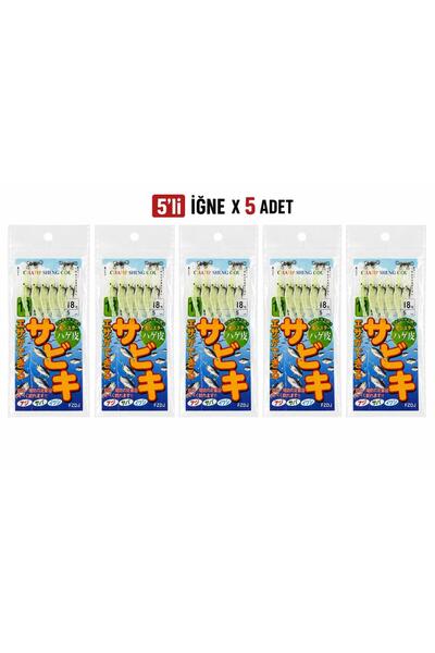 valkyrie Fosforlu Silikon Karides Yem 5’li İğne x 5 Paket Hazır Gece Parlayan...