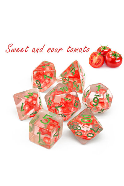 Choice7 HST-74 7Pcs/Set D&D Dice Resin Watermelon Polyhedral Dices Set Retro ...